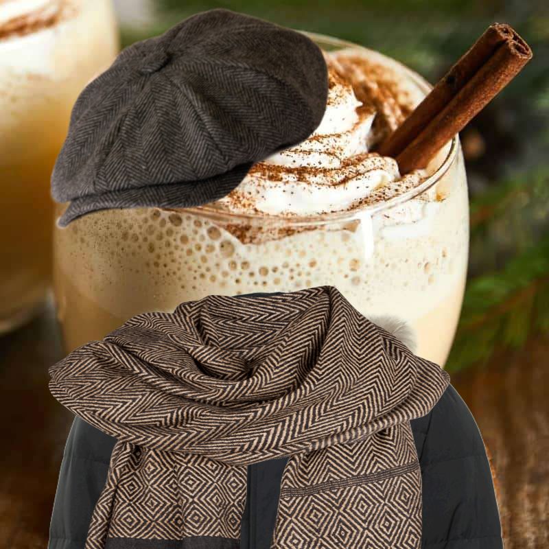 One of my slapdash avatars I made for myself: this time being a picture of some eggnog with a hat and coat/scarf combo added on top.